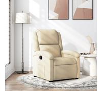 vidaXL Fauteuil de massage inclinable, chaise de relaxation avec dossier et repose-pied, crème tissu