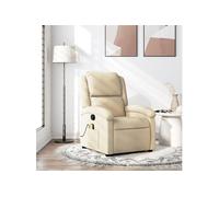 vidaXL Fauteuil de massage inclinable, chaise de relaxation avec dossier et repose-pied, crème tissu