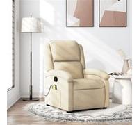 vidaXL Fauteuil de massage inclinable, chaise de relaxation avec dossier et repose-pied, crème tissu