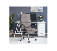 Fauteuil de Massage Inclinable de Bureau, Chaise Pivotante avec Dossier et Repose-pied Réglables, Siège de Bureau, Moderne, Taupe Tissu