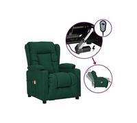 Fauteuil de Massage Inclinable Electrique Dossier et Repose-pied Réglables Meuble de Salon Siège Inclinable Intérieur Tissu Vert Foncé