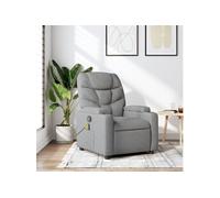 vidaXL Fauteuil de massage inclinable – Sans adaptateur secteur, porte-gobelets – Gris clair tissu