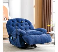 Fauteuil de massage Merax Fauteuil de télévision électrique avec fonction rotation 360° et minuterie, fauteuil de relaxation avec vibration et fonction chaleur, poche latérale et télécommande, fauteui