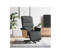Fauteuil de massage, relaxation avec repose-pieds tissu gris foncé