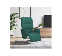Fauteuil de massage, relaxation avec repose-pieds tissu vert foncé