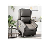 vidaXL Fauteuil de massage électrique inclinable Cuir véritable Noir