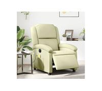 vidaXL Fauteuil de massage inclinable électrique crème cuir véritable