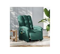 Fauteuil de massage, relaxation électrique réglable tissu vert foncé