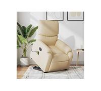 vidaXL Fauteuil inclinable de massage Crème Tissu