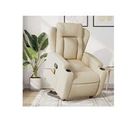 vidaXL Fauteuil inclinable de massage Crème Tissu