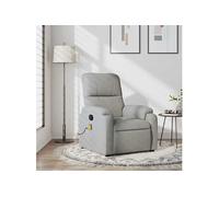 Fauteuil de massage, relaxation tissu microfibre gris clair