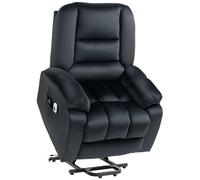 HomCom - Fauteuil releveur électrique Relax - 8 massages, chauffant, velours, 2 télécommandes, noir