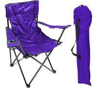 Fauteuil de pêche Chaise de camping Chaise de régie avec porte-boisson et sac en violet