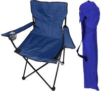 Fauteuil de pêche Chaise de camping Chaise de régie Porte-boisson et sac bleu