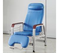 Fauteuil de phlébotomie, fauteuil de prélèvement sanguin, fauteuil de perfusion simple,Fauteuils d'accueil pour salle d'attente entièrement inclinables avec accoudoirs (Blue wooden handrail)