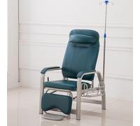 Fauteuil de procédure médicale inclinable avec accoudoirs rembourrés et cadre en acier, tige de perfusion réglable pour le prélèvement sanguin et le confort du patient en milieu clinique