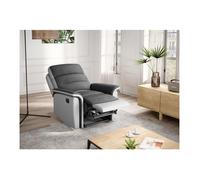 Fauteuil de Relaxation 1 place en Microfibre et Simili LÉON - Blanc et gris - L87 x 94 x 100cm - LOUNGITUDE