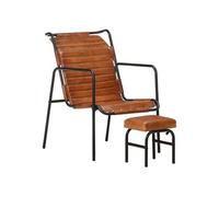 Fauteuil de Relaxation avec Repose-pied Chaise de Salon Chaise de Salle de Séjour Chambre à Coucher Maison Intérieur Marron Cuir Véritable