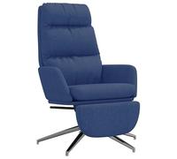Fauteuil de relaxation avec repose-pieds en tissu bleu - Fauteuil confortable pour salon et balcon - Hauteur réglable avec rembourrage - Idéal pour se détendre et lire
