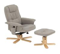 IDIMEX Fauteuil de Relaxation Charly avec Repose-Pieds Pouf, siège pivotant et Dossier inclinable, Assise rembourrée Confortable et Relax, revêtement en Tissu Gris