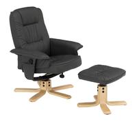 IDIMEX Fauteuil de Relaxation Charly avec Repose-Pieds Pouf, siège pivotant et Dossier inclinable, Assise rembourrée Confortable et Relax, revêtement synthétique Gris