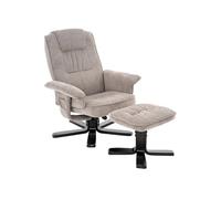 Fauteuil de Relaxation Charly avec Repose-Pieds pouf, siège pivotant et Dossier inclinable en tissu beige/noir
