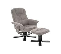 Fauteuil de Relaxation Charly avec Repose-Pieds pouf, siège pivotant et Dossier inclinable en tissu gris/noir