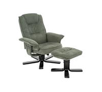 Fauteuil de Relaxation Charly avec Repose-Pieds pouf, siège pivotant et Dossier inclinable en tissu vert/noir