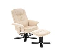 IDIMEX Fauteuil relax Charly avec tabouret beige - Fauteuil TV avec dossier réglable - Fauteuil de salon avec compartiment latéral et repose-jambes - Fauteuil de salon en velours côtelé