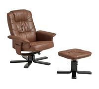 Fauteuil de relaxation CHARLY repose-pieds siège pivotant dossier inclinable assise rembourrée, en tissu vintage brun pieds noirs