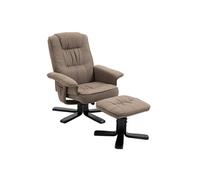 Fauteuil de relaxation CHARLY repose-pieds siège pivotant dossier inclinable assise rembourrée relax, en tissu brun et pieds noirs Brun
