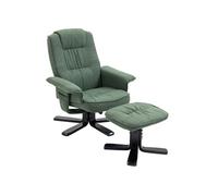 Fauteuil de relaxation CHARLY repose-pieds siège pivotant dossier inclinable assise rembourrée relax, en tissu vert et pieds noirs