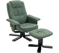 Fauteuil de relaxation CHARLY repose-pieds siège pivotant dossier inclinable assise rembourrée relax, en tissu vert et pieds noirs