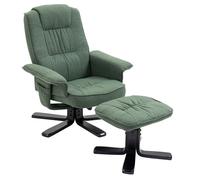 Fauteuil de relaxation CHARLY repose-pieds siège pivotant dossier inclinable assise rembourrée relax, en tissu vert et pieds noirs