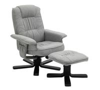 IDIMEX Fauteuil de Relaxation Charly avec Repose-Pieds Pouf, siège pivotant et Dossier inclinable, Assise rembourrée Confortable et Relax, revêtement en Tissu Gris et Pieds Noirs