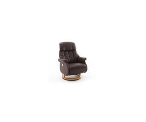 Fauteuil de relaxation électrique en cuir marron et naturel - LUMOS