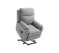 HOMCOM Fauteuil releveur électrique, Fauteuil Relax électrique avec Repose-Pied, Dossier inclinable, télécommande et Poche latérale Charge 120kg Tissu Aspect Lin Gris Clair