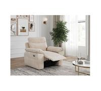 Fauteuil de relaxation électrique ROSS en velours côtelé - Beige - L101 x P100 x H102cm - LOUNGITUDE