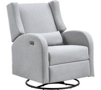 VEVOR Fauteuil Inclinable Électrique Angle Réglable Entre 110° et 165°, Chaise de Relaxation Pivotante Capacité de Charge 113,4 kg, Surface en Polyester, pour Salon, Chambre à Coucher, Gris Clair