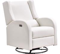 VEVOR Fauteuil Inclinable Électrique Angle Réglable entre 110° et 165°, Chaise de Relaxation Pivotante Capacité de Charge 113,4 kg, Surface en Polyester, pour Salon, Chambre à Coucher, Blanc Cassé