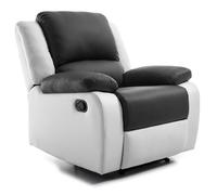 Fauteuil de relaxation en simili LEO - Blanc/Gris - LOUNGITUDE - L88 x 93 x 96cm - LOUNGITUDE