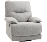 HOMCOM Fauteuil de Relaxation Fauteuil Relax de Salon en Tissu Aspect Lin inclinable manuellement avec Repose-Pied Ajustable Design Moderne Gris Clair