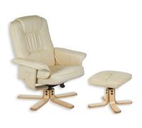 Fauteuil de relaxation inclinable avec repose-pieds pouf revêtement synthétique