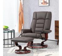 HOMCOM Fauteuil de Relaxation inclinable avec Repose-Pied Fauteuil Relax de Salon pivotant, Cadre en Bois revêtement synthétique 76 x 85 x 104 cm Marron