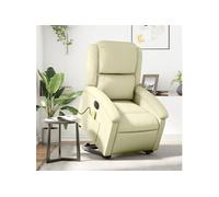 vidaXL Fauteuil inclinable de massage électrique en cuir véritable crème