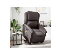 vidaXL Fauteuil de relaxation inclinable électrique – Massage – Cuir véritable marron foncé