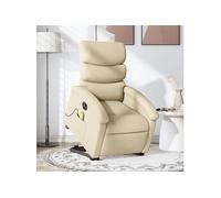 Fauteuil de relaxation, massage, inclinable électrique réglable tissu crème