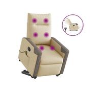 vidaXL Fauteuil de massage électrique avec releveur Crème Tissu