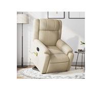 vidaXL Fauteuil inclinable de massage électrique Tissu crème