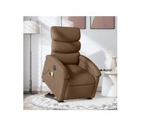 Fauteuil de relaxation, massage, inclinable électrique réglable tissu marron